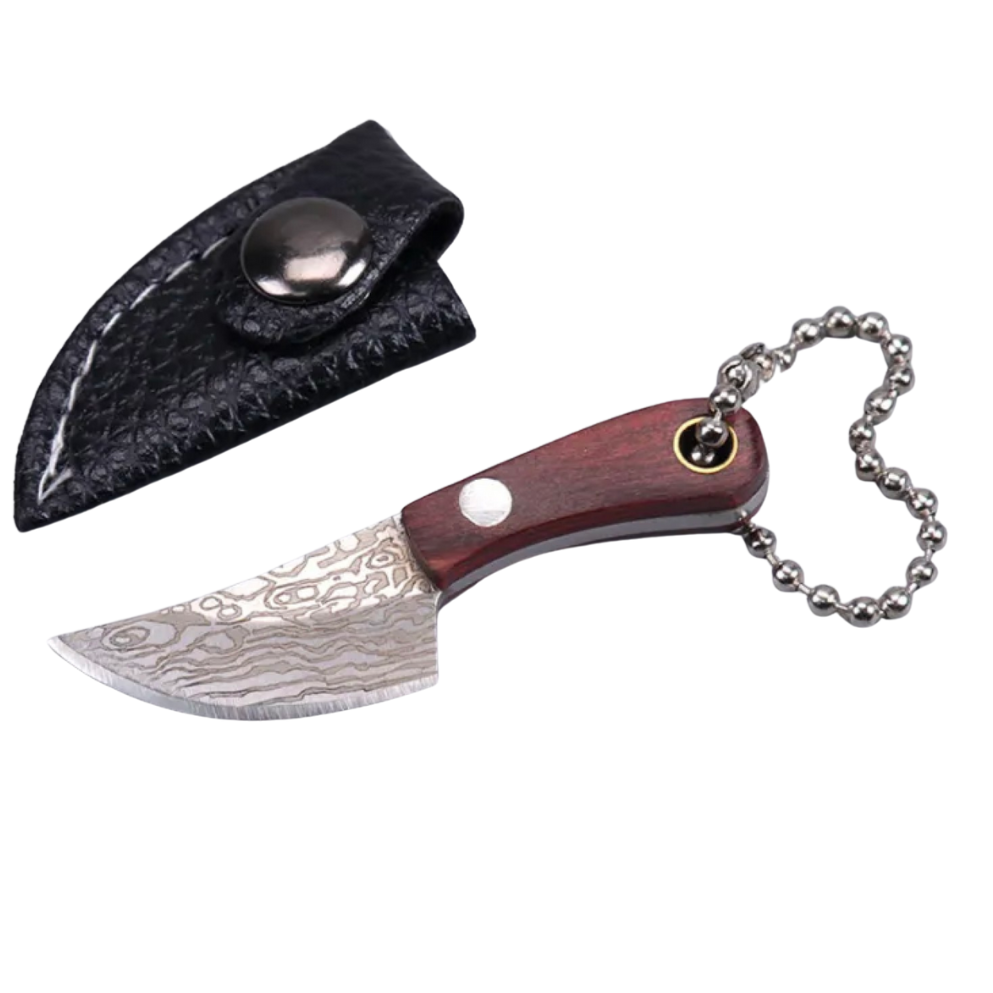Damascus Butcher Knife Keychain